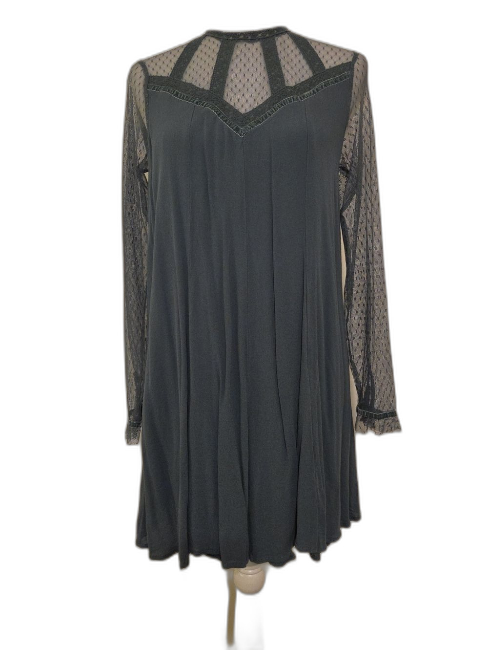 Xhilaration Slate Emerald Green Lace Yoke Mini Dress